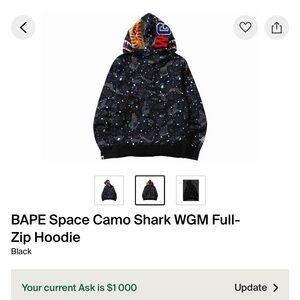 BAPE Black and Blue Camo Shark Hoodie